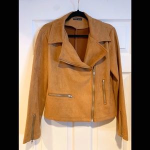 Faux-Suede Zip Up Jacket